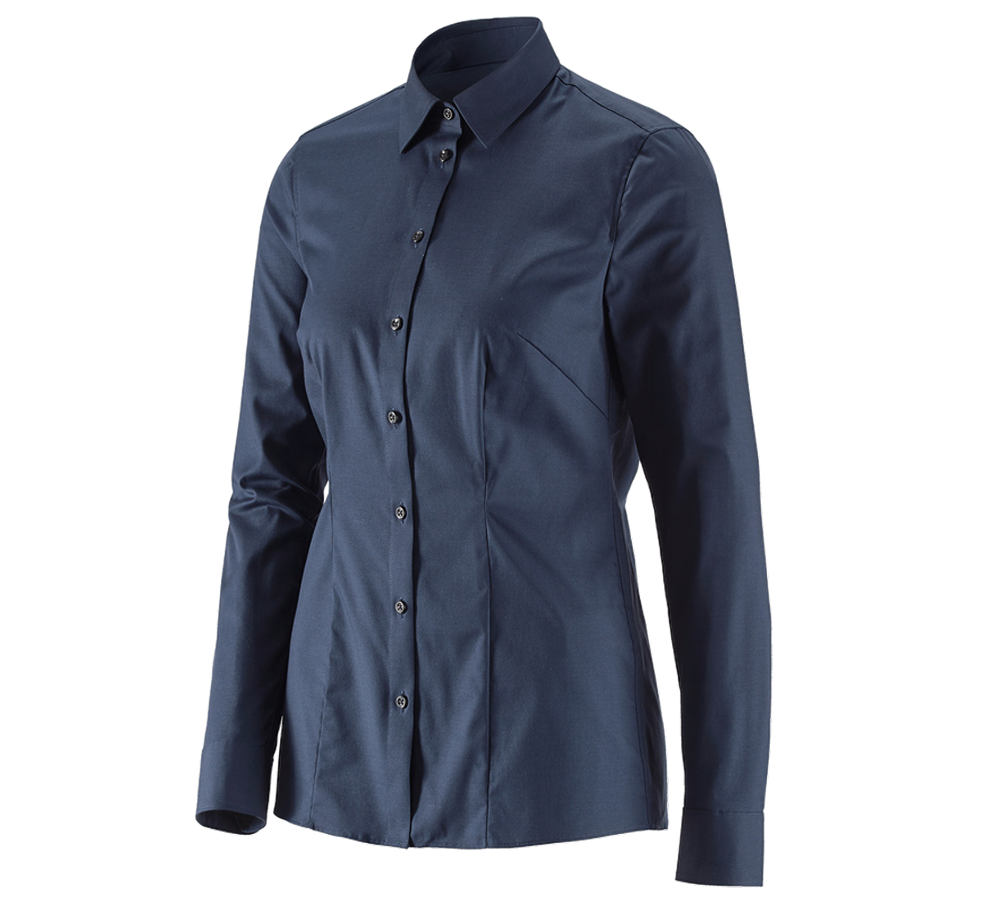 Shirts & Co.: e.s. Business Bluse cotton stretch, Damen reg. fit + dunkelblau