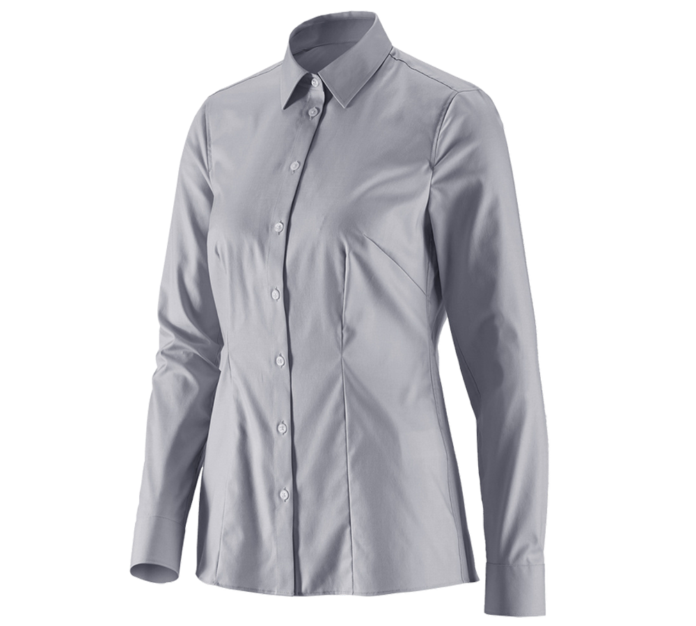 Shirts & Co.: e.s. Business Bluse cotton stretch, Damen reg. fit + nebelgrau