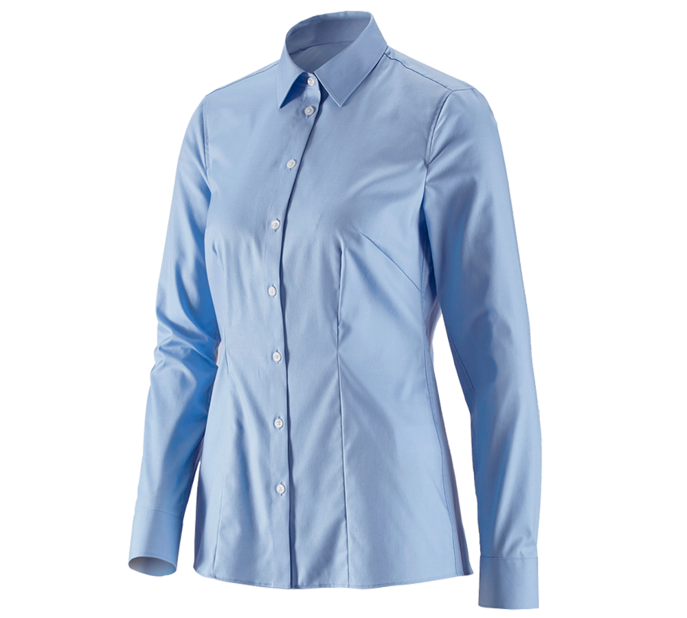 Themen: e.s. Business Bluse cotton stretch, Damen reg. fit + frostblau