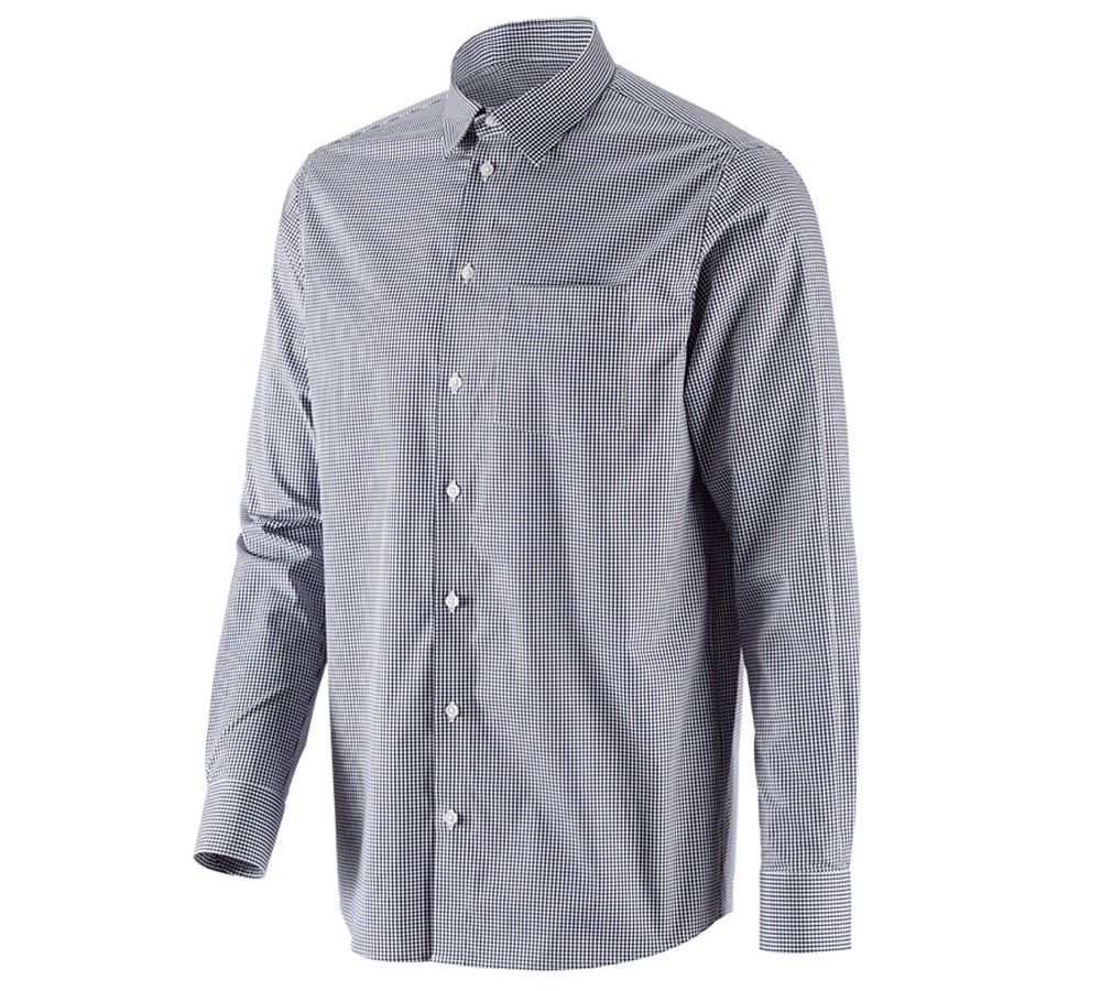 Onderwerpen: e.s. Business overhemd cotton stretch, comfort fit + donkerblauw geruit