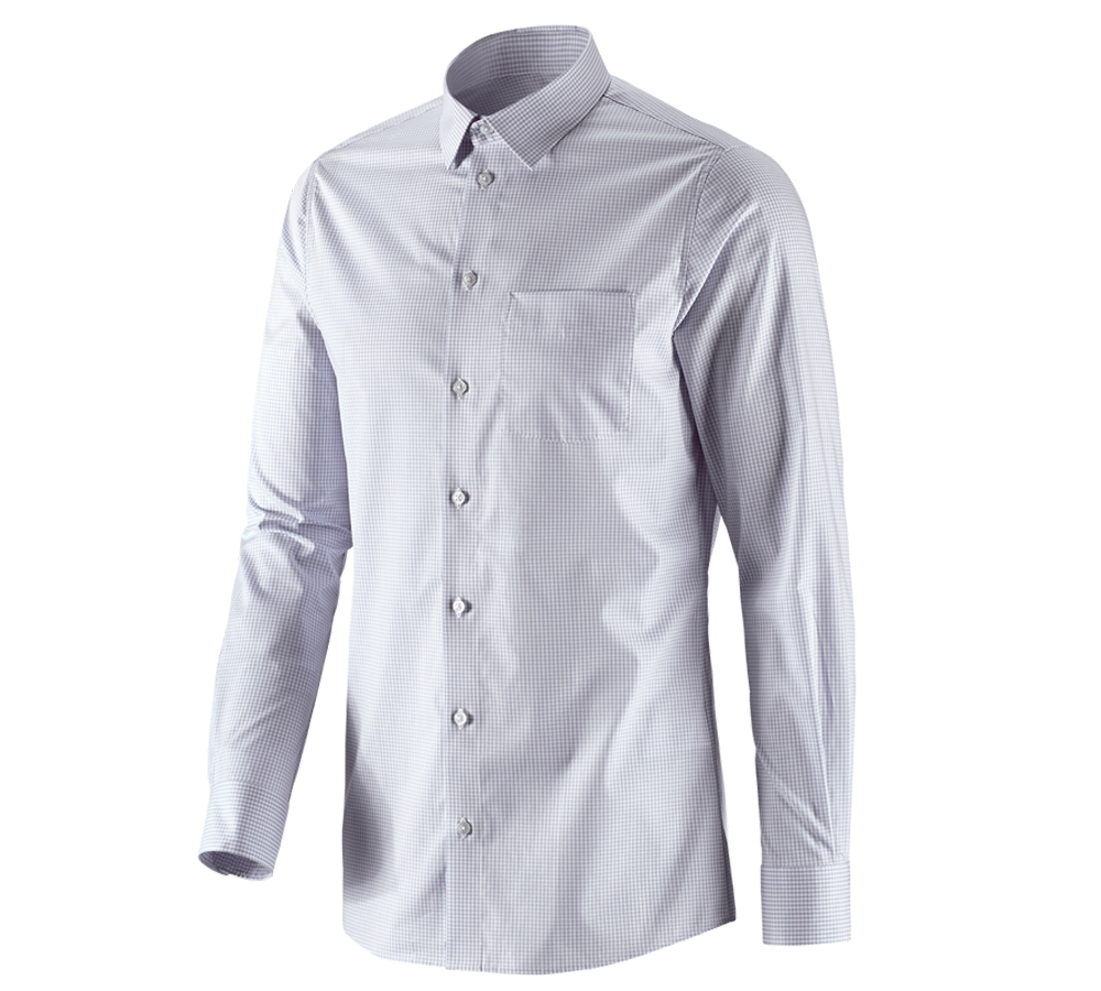 Shirts & Co.: e.s. Business Hemd cotton stretch, slim fit + nebelgrau kariert