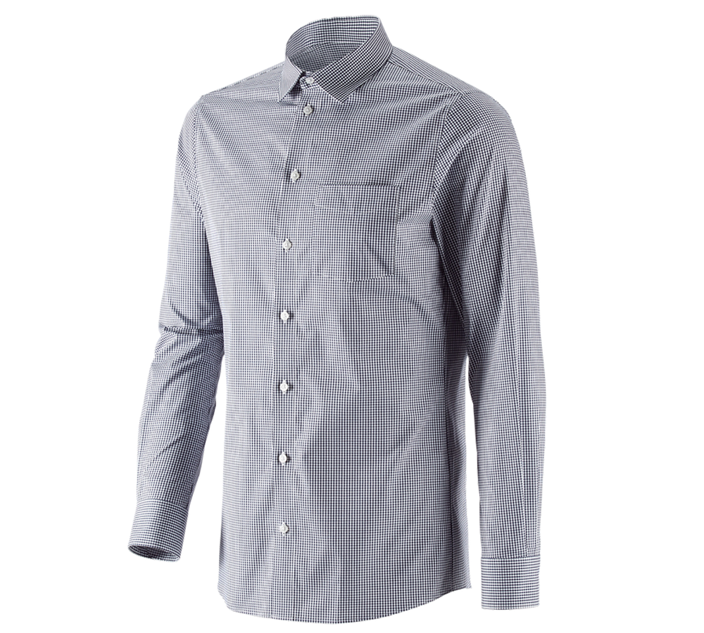 Shirts & Co.: e.s. Business Hemd cotton stretch, slim fit + dunkelblau kariert