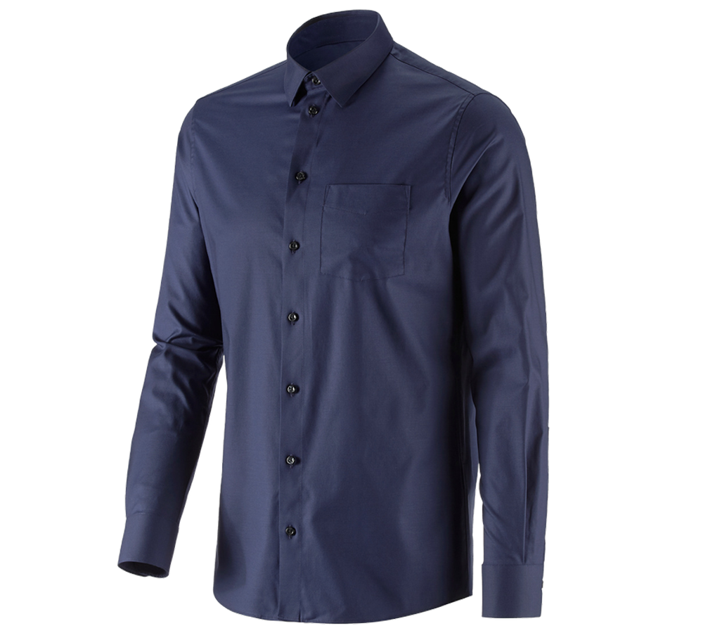 Bovenkleding: e.s. Business overhemd cotton stretch, regular fit + donkerblauw