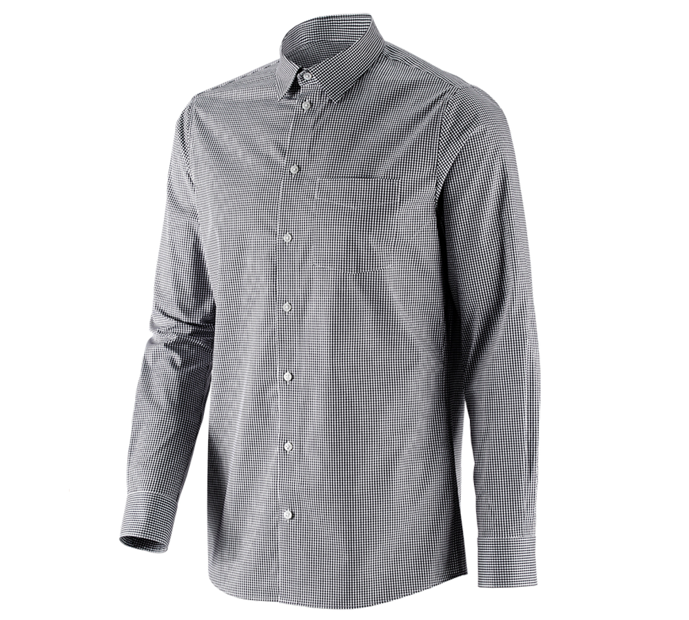 Shirts & Co.: e.s. Business Hemd cotton stretch, regular fit + schwarz kariert