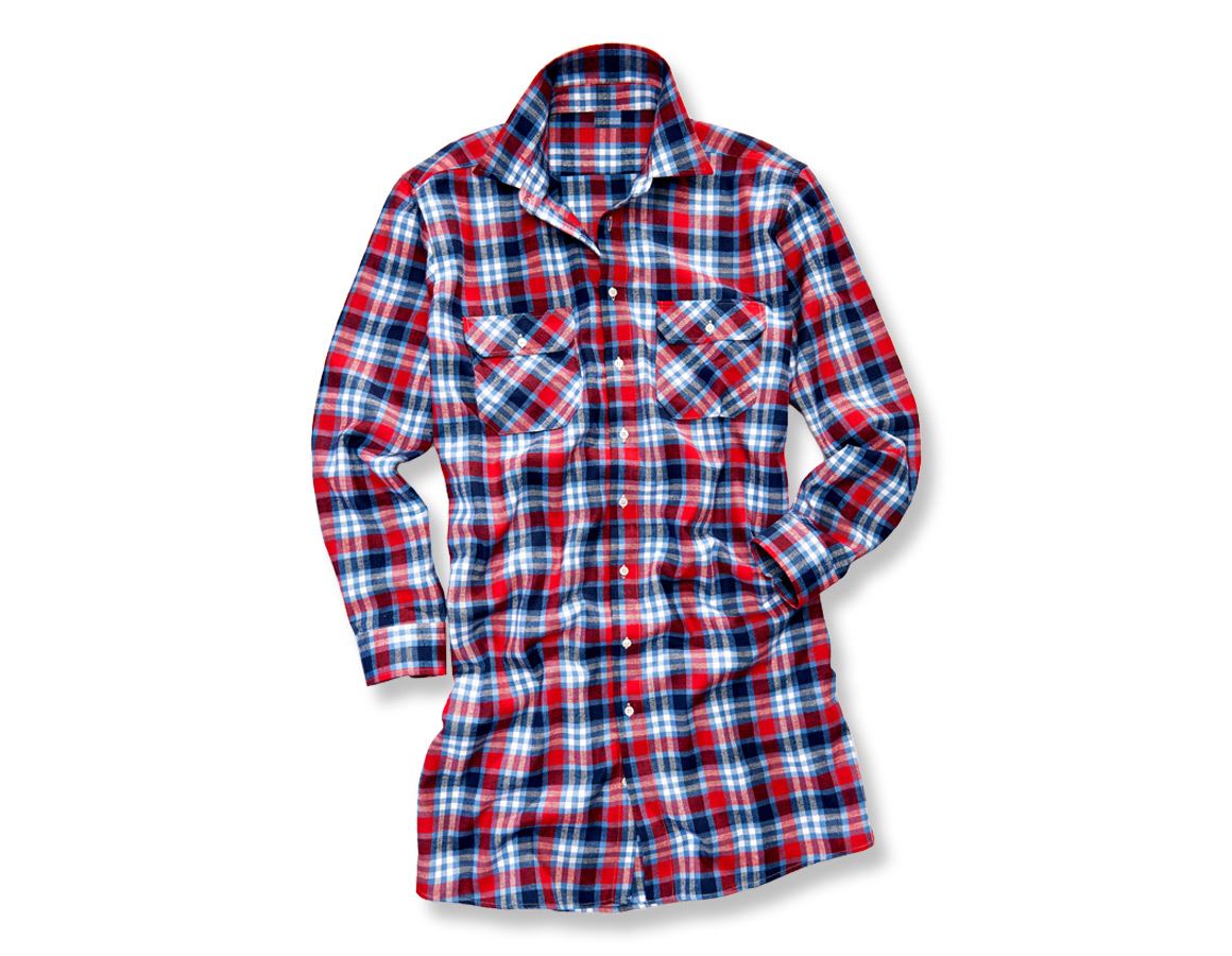 Loodgieter / Installateurs: Katoenen hemd Bergen, extra lang + rood/donkerblauw/kobalt