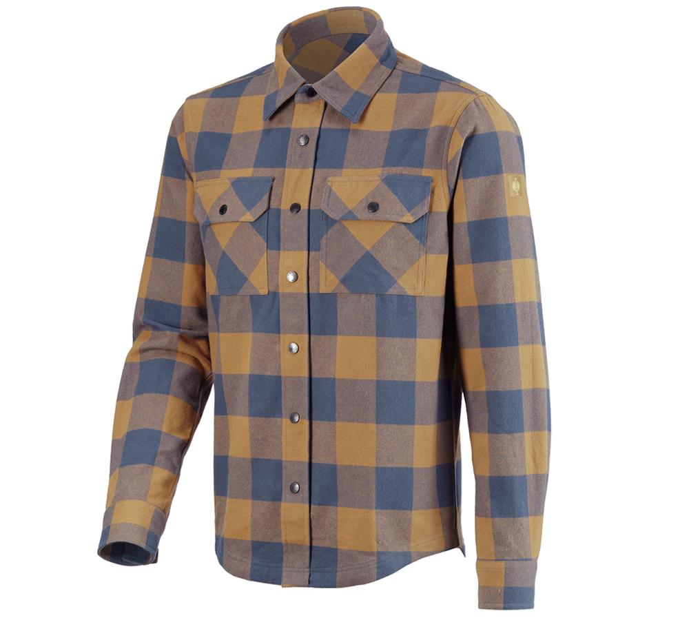 Shirts & Co.: Karohemd e.s.iconic + mandelbraun/oxidblau