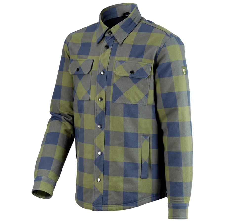 Shirts & Co.: Allseason Karohemd e.s.iconic + berggrün/oxidblau