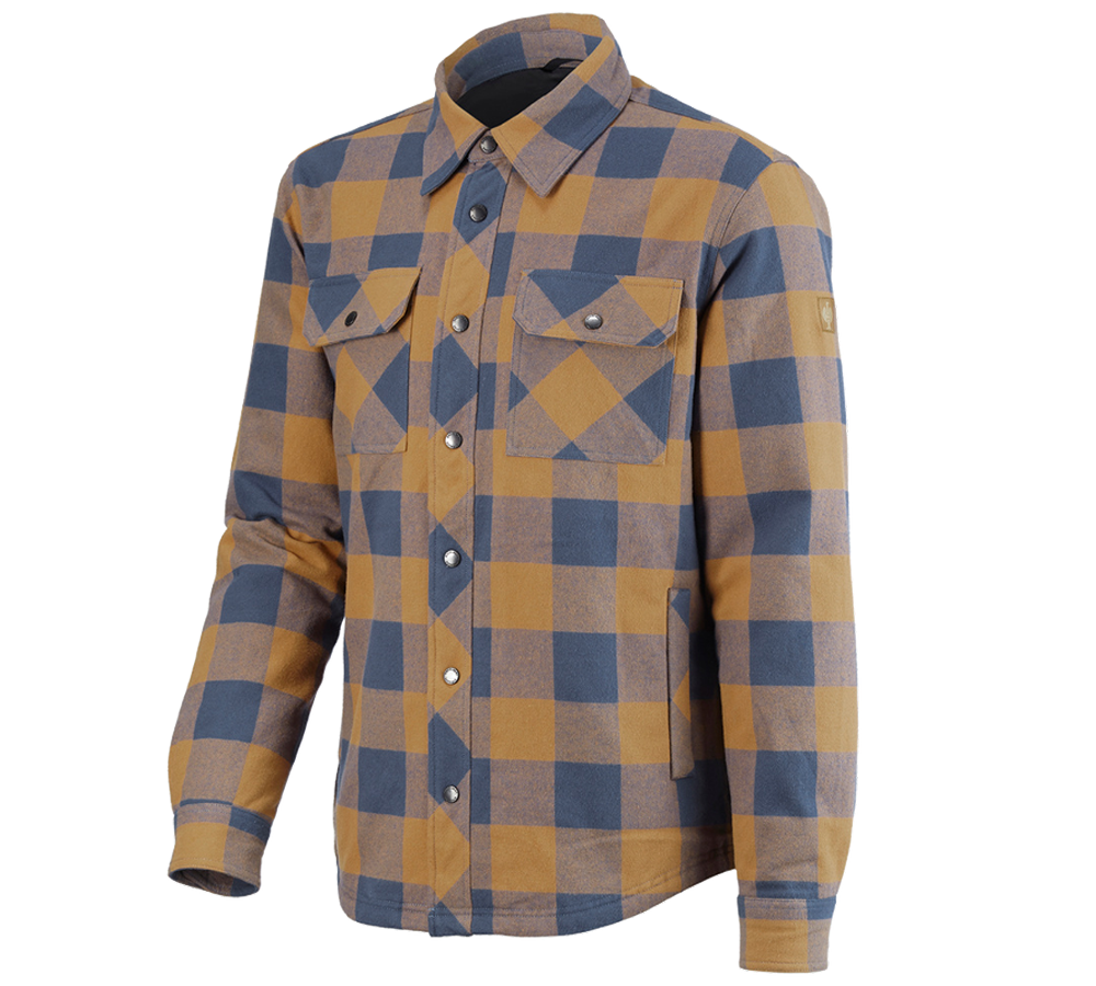 Shirts & Co.: Allseason Karohemd e.s.iconic + mandelbraun/oxidblau