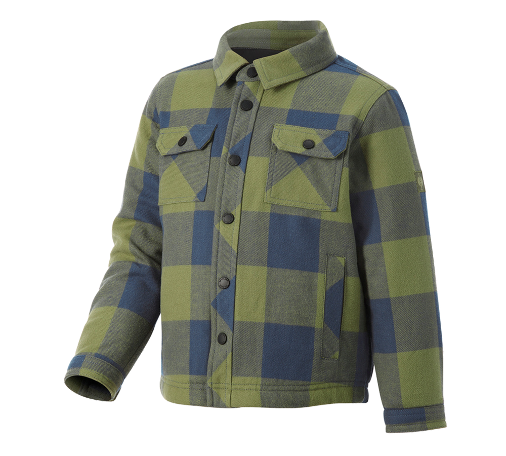 Vêtements: Chemise à carreaux toute saison e.s.iconic,enfants + vert montagne/bleu oxyde