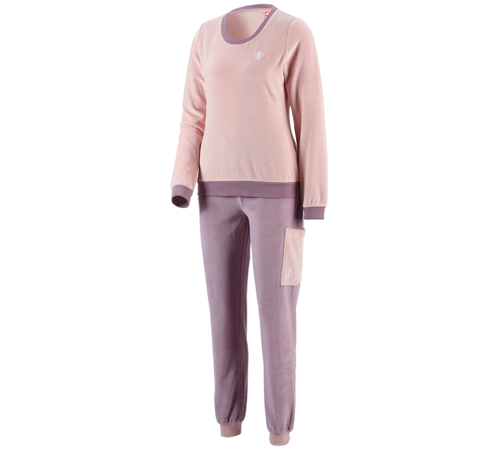 Accessoires: e.s. Homewear-velourspak, dames + parelroze/pastelviolet