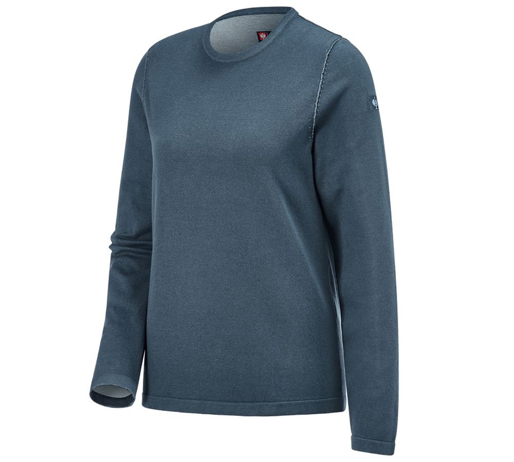 Vêtements: Pullover à col rond e.s.iconic, femmes + bleu oxyde