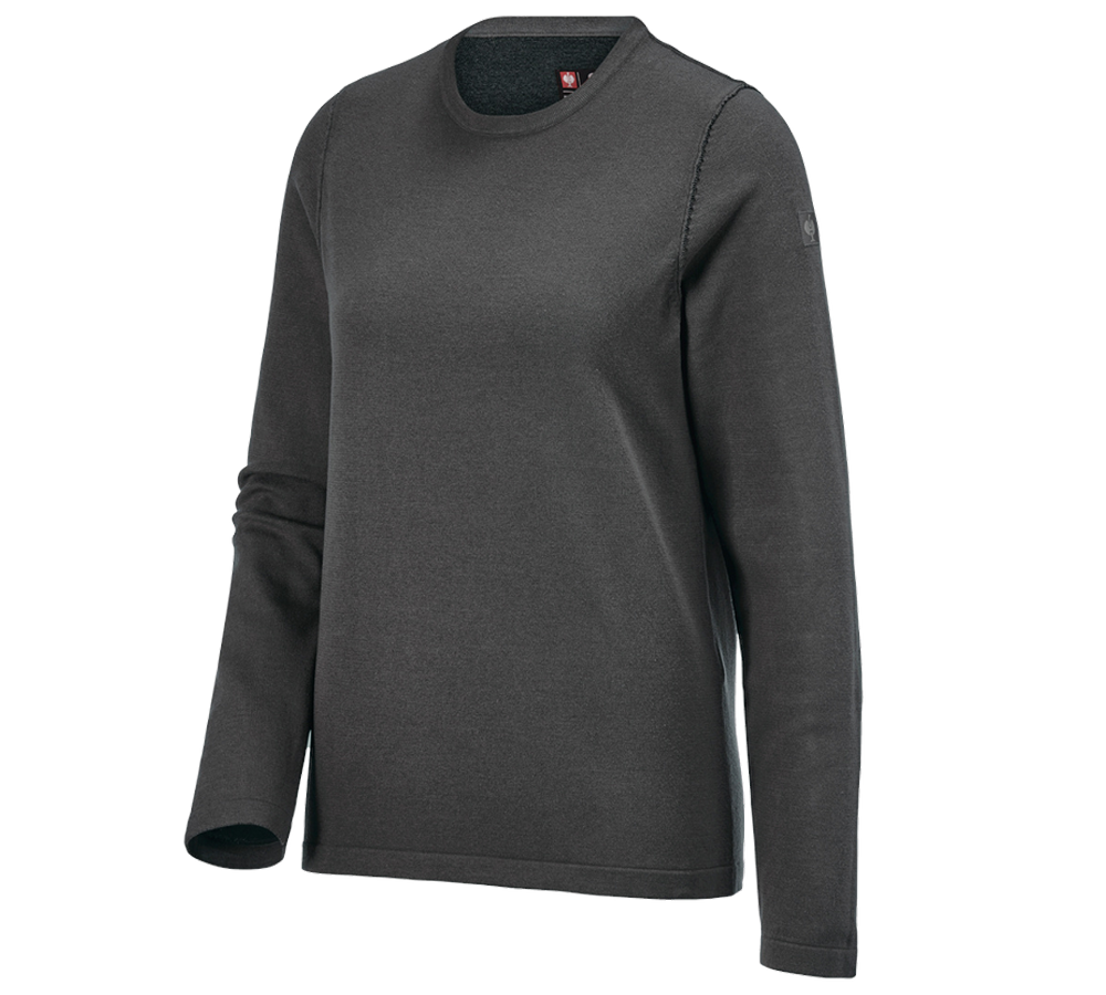 Hauts: Pullover à col rond e.s.iconic, femmes + gris carbone