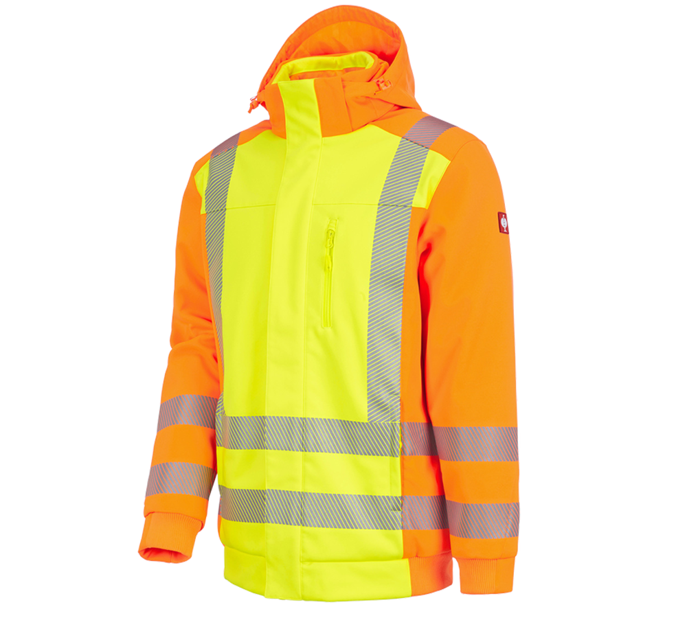 Vestes de travail: Veste d'hiver softshell de sign. e.s.motion 2020 + jaune fluo/orange fluo