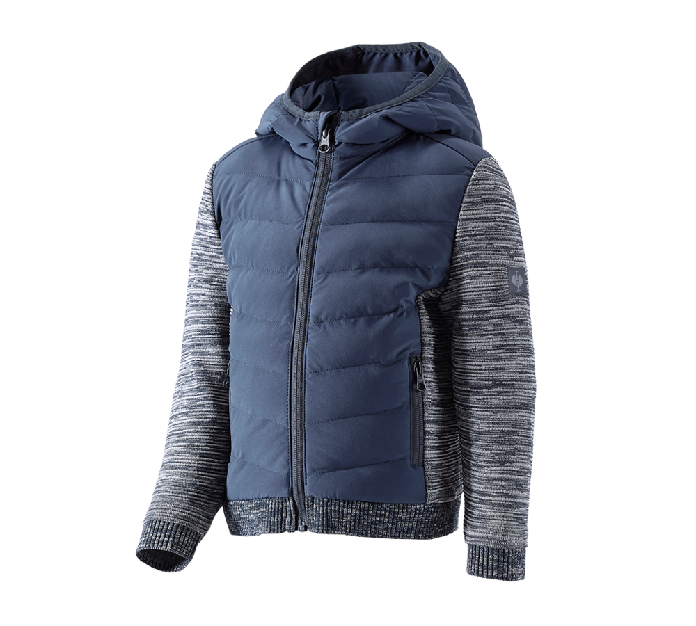 Thèmes: Veste en tricot à capuche hybride e.s.motion ten + bleu ardoise mélange