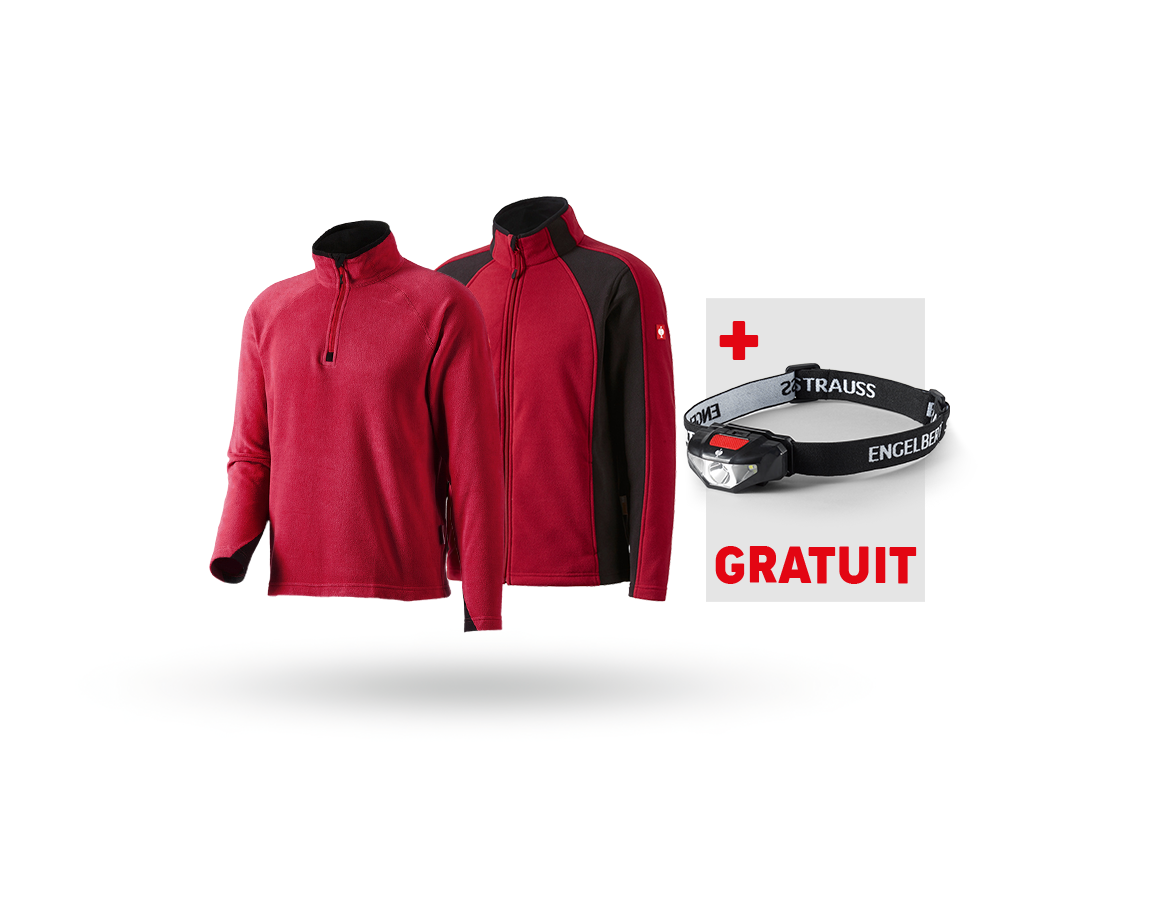 Vêtements: KIT : pull laine micr. + veste laine pol. dryplexx + rouge