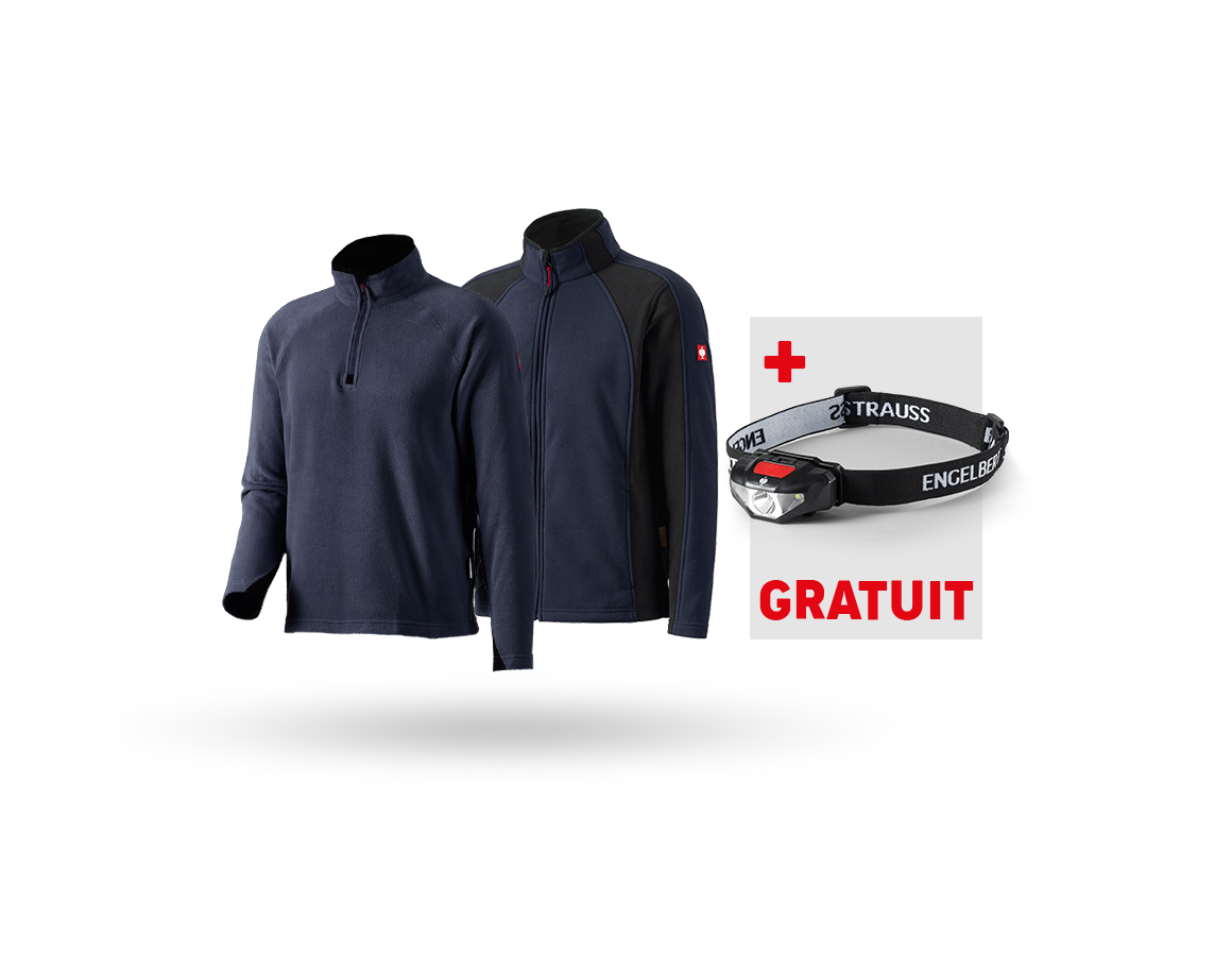 Vêtements: KIT : pull laine micr. + veste laine pol. dryplexx + bleu foncé