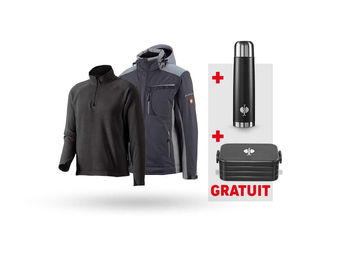 Vêtements: KIT : Veste Softshell e.s.motion + pull en laine + graphite/ciment