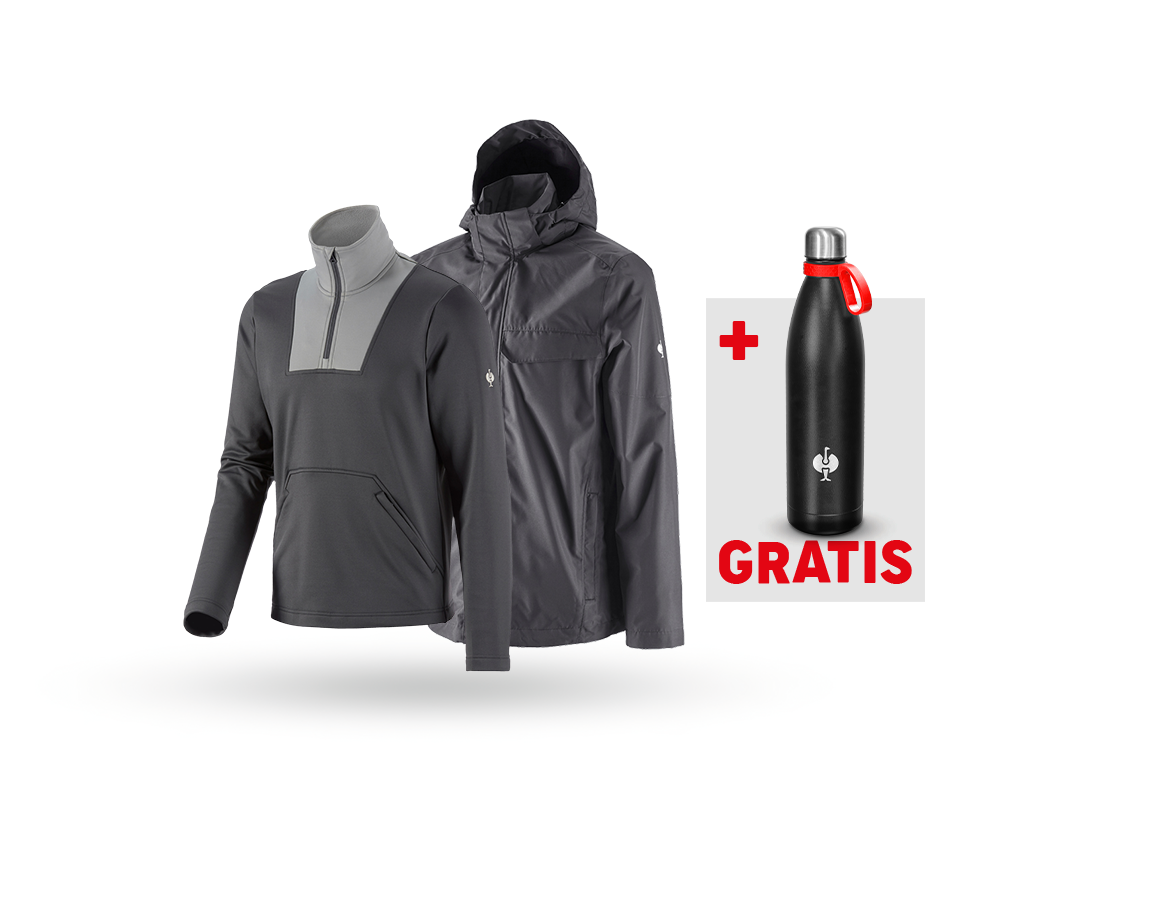 Kleding: SET: Regenjack + Schipperstrui e.s.concrete + antraciet