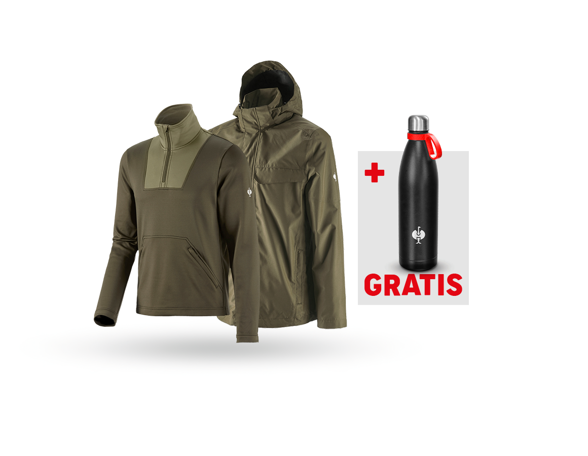 Bekleidung: SET: Regenjacke + Funkt.Troyer e.s.concrete + schlammgrün