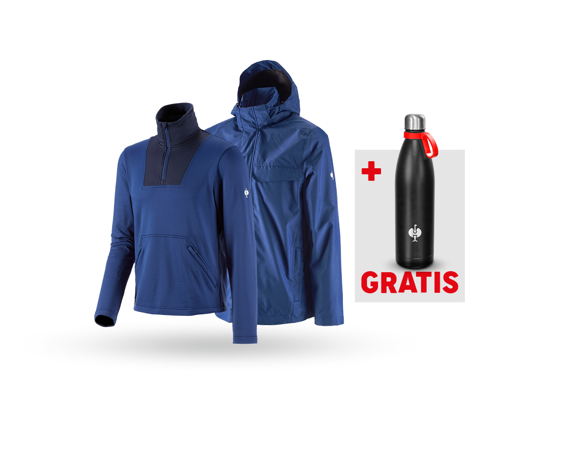 Kleding: SET: Regenjack + Schipperstrui e.s.concrete + alkalisch blauw