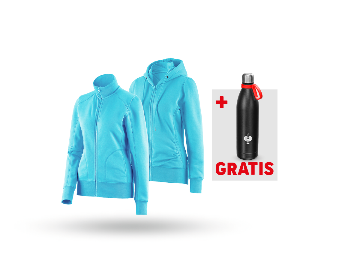 Kleding: SET: Sweatjack + hoody-sweatjack, dames + capri