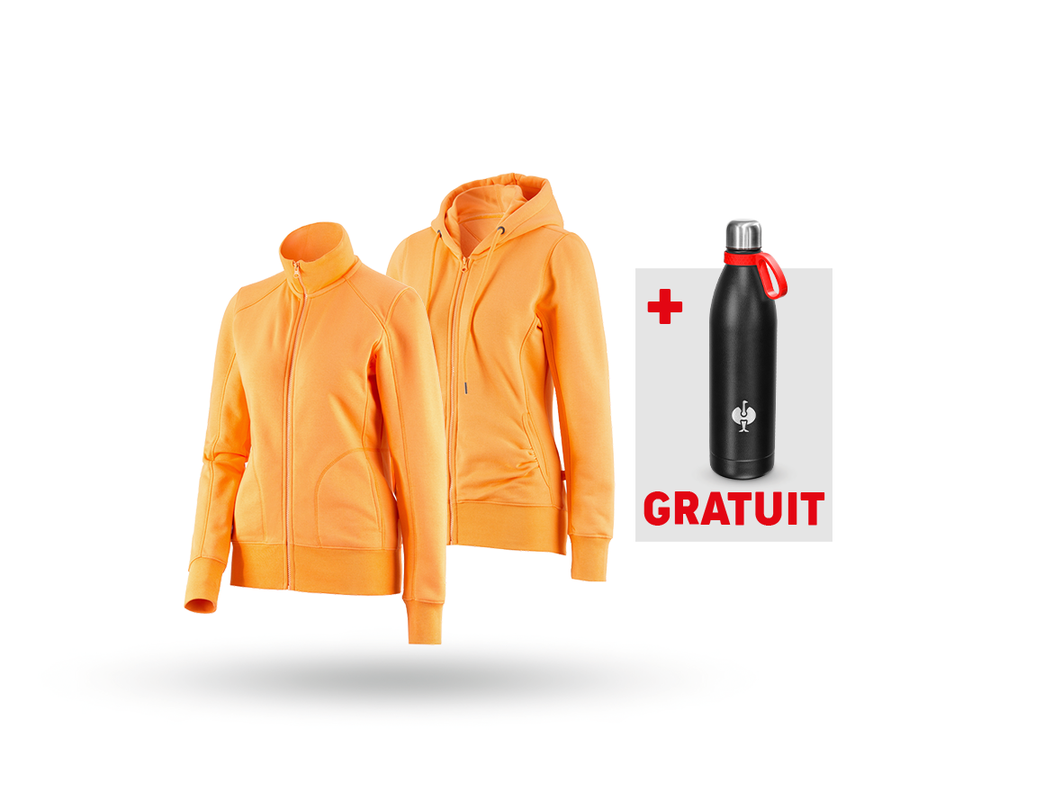 Vêtements: KIT : Veste sweat + veste sweat à capuche, femmes + orange clair