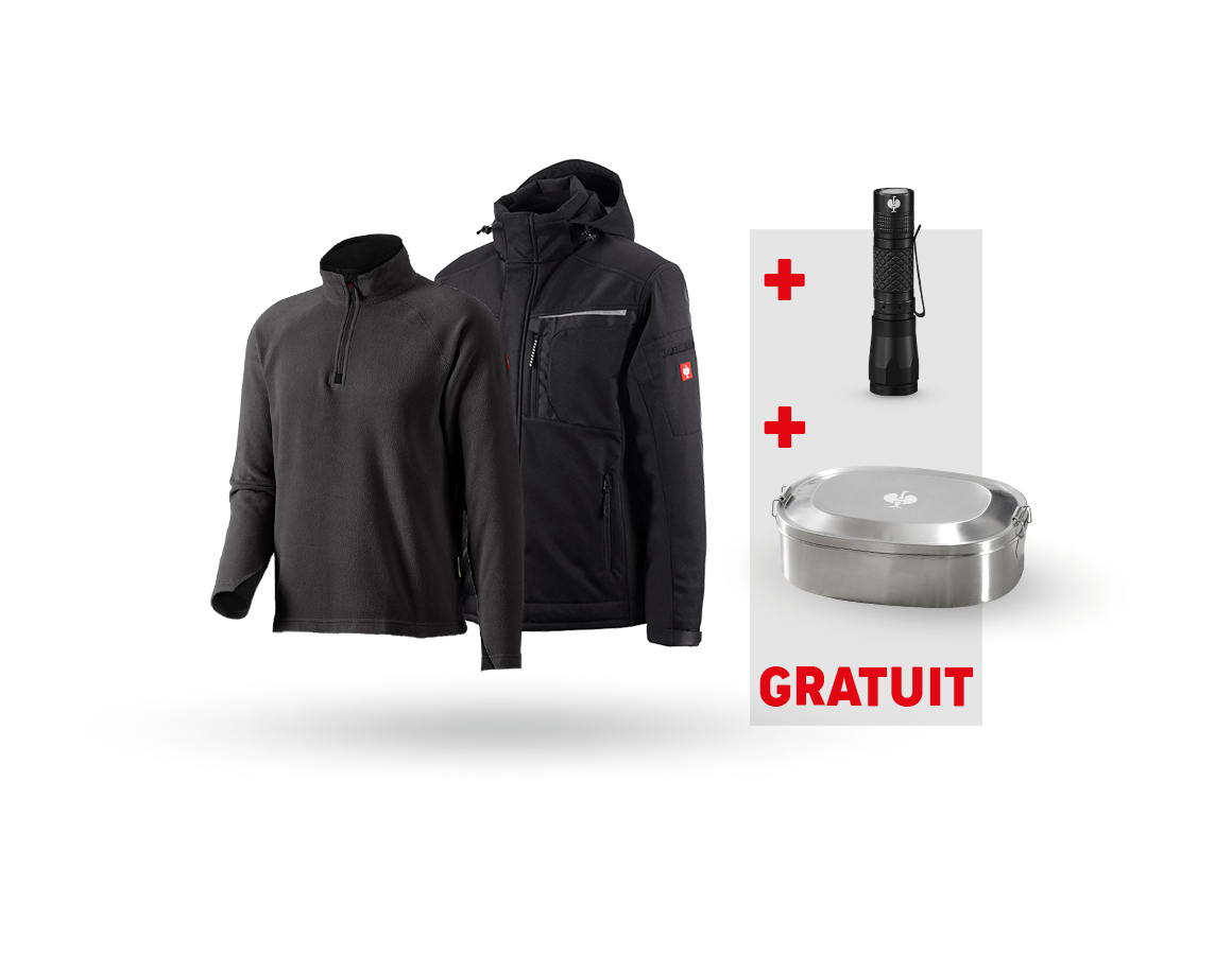 Vêtements: KIT : Veste Softshell e.s.motion + pull en laine + noir