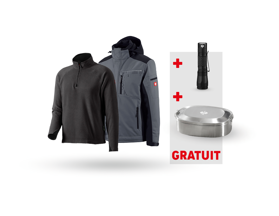 Vêtements: KIT : Veste Softshell e.s.motion + pull en laine + gris/noir