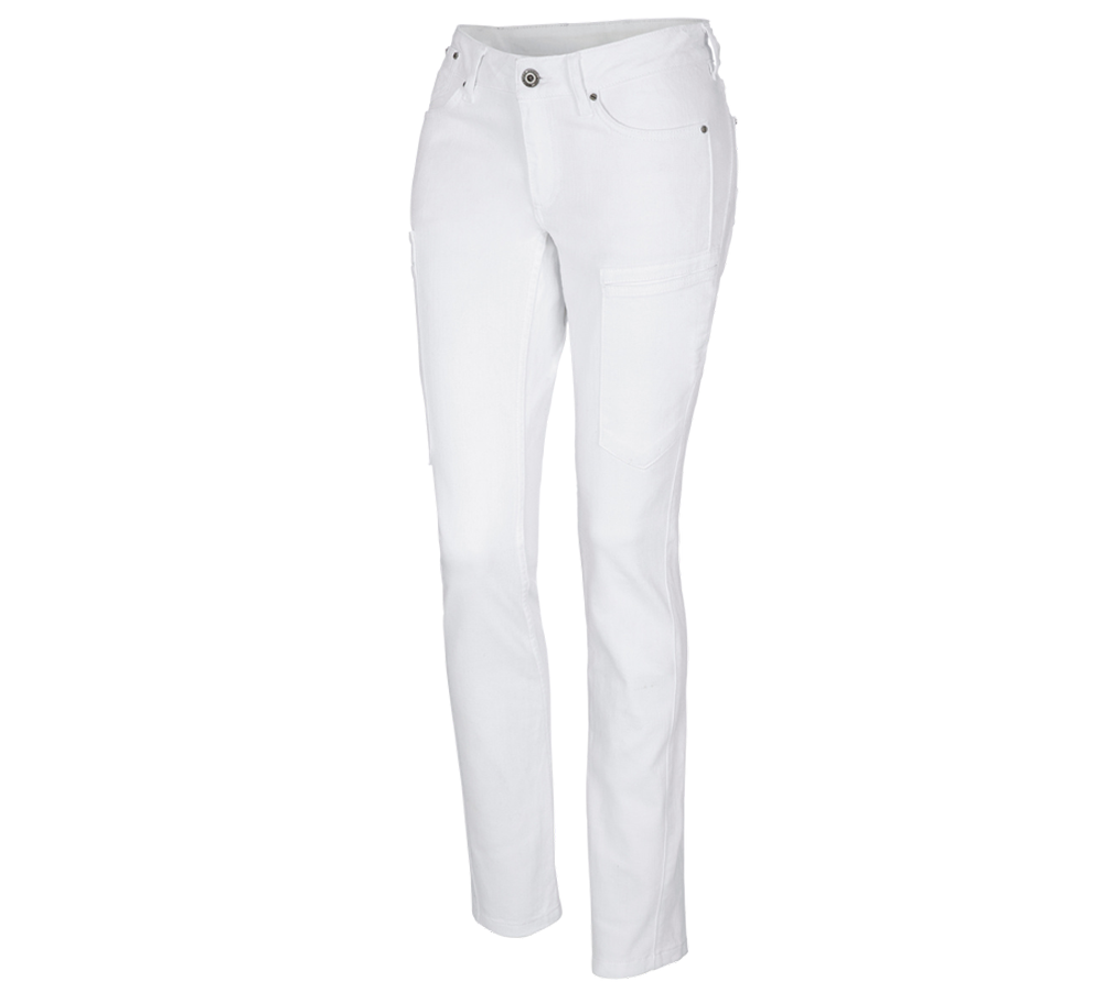 Hosen: e.s. 7-Pocket-Jeans, Damen + weiß