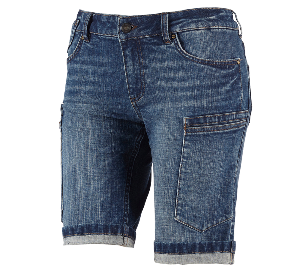 Werkbroeken: e.s. 7-pocket-jeans short, dames + stonewashed