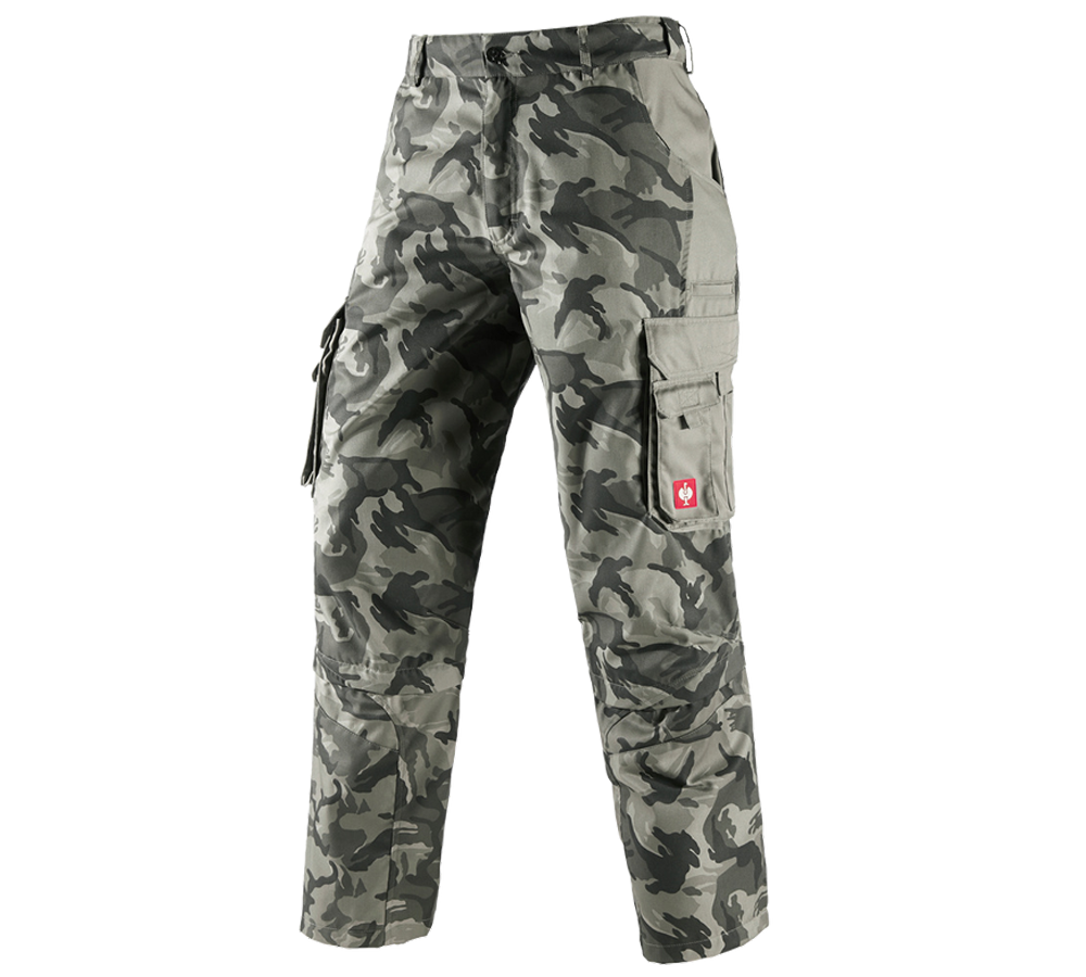 Pantalons de travail: Pantalon zippé e.s. camouflage + camouflage gris pierre