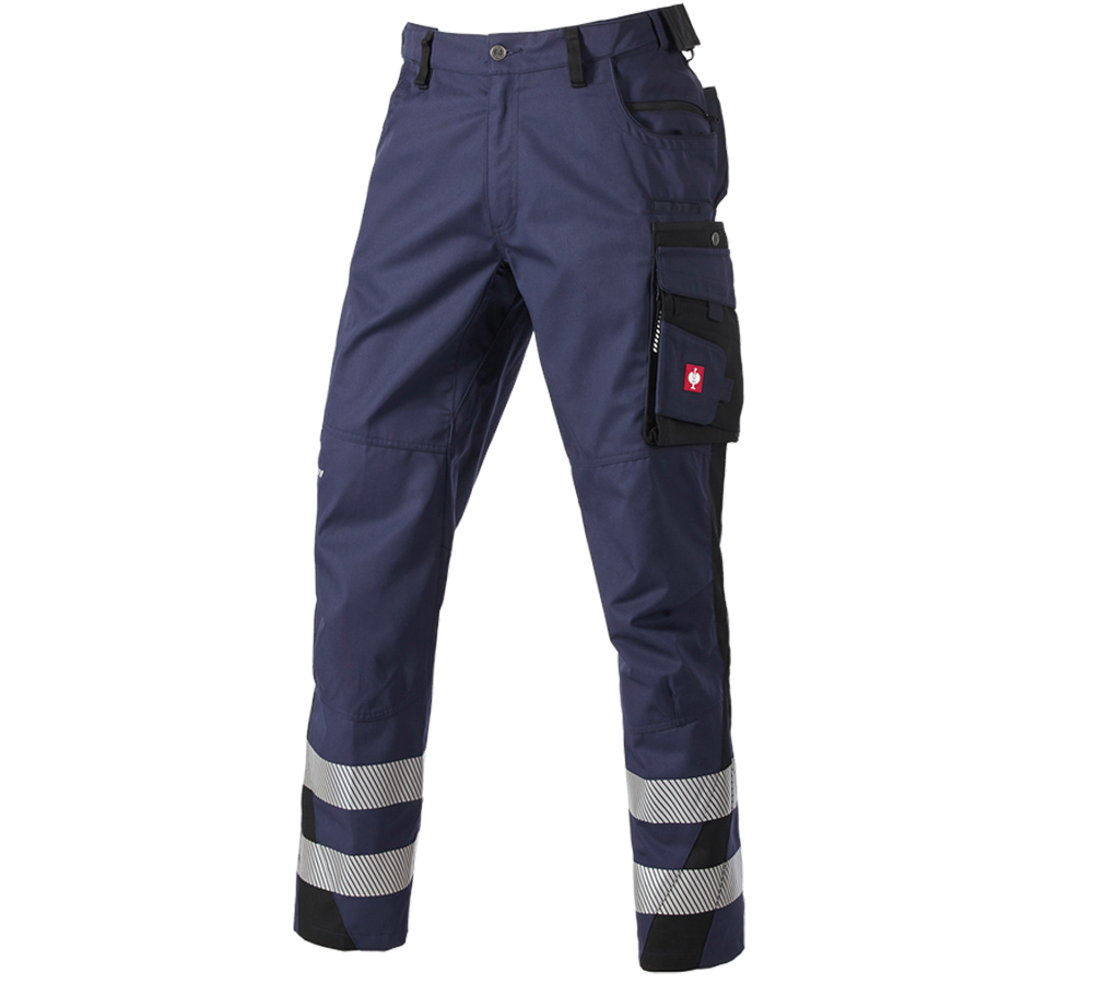 Pantalons de travail: Pantalon à taille élastique Secure + bleu foncé/noir