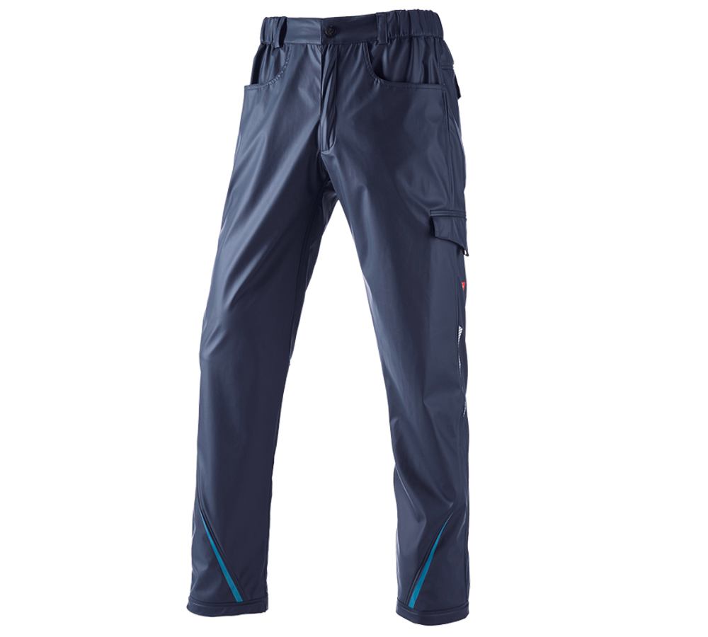 Pantalons de travail: Pantalon de pluie e.s.motion 2020 superflex + bleu foncé/atoll