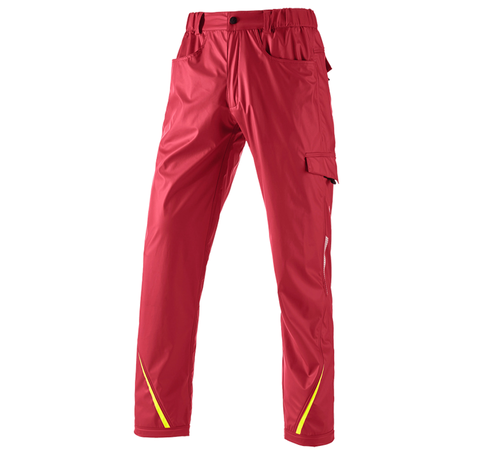 Pantalons de travail: Pantalon de pluie e.s.motion 2020 superflex + rouge vif/jaune fluo