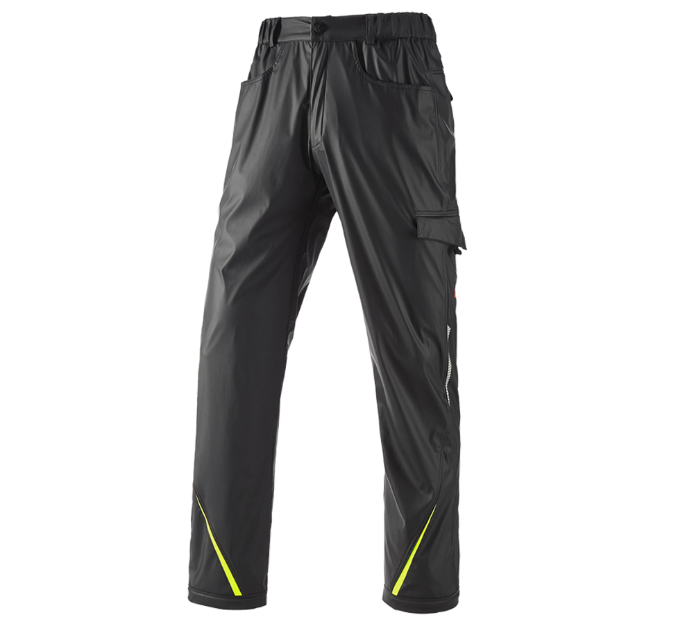 Pantalons de travail: Pantalon de pluie e.s.motion 2020 superflex + noir/jaune fluo/orange fluo
