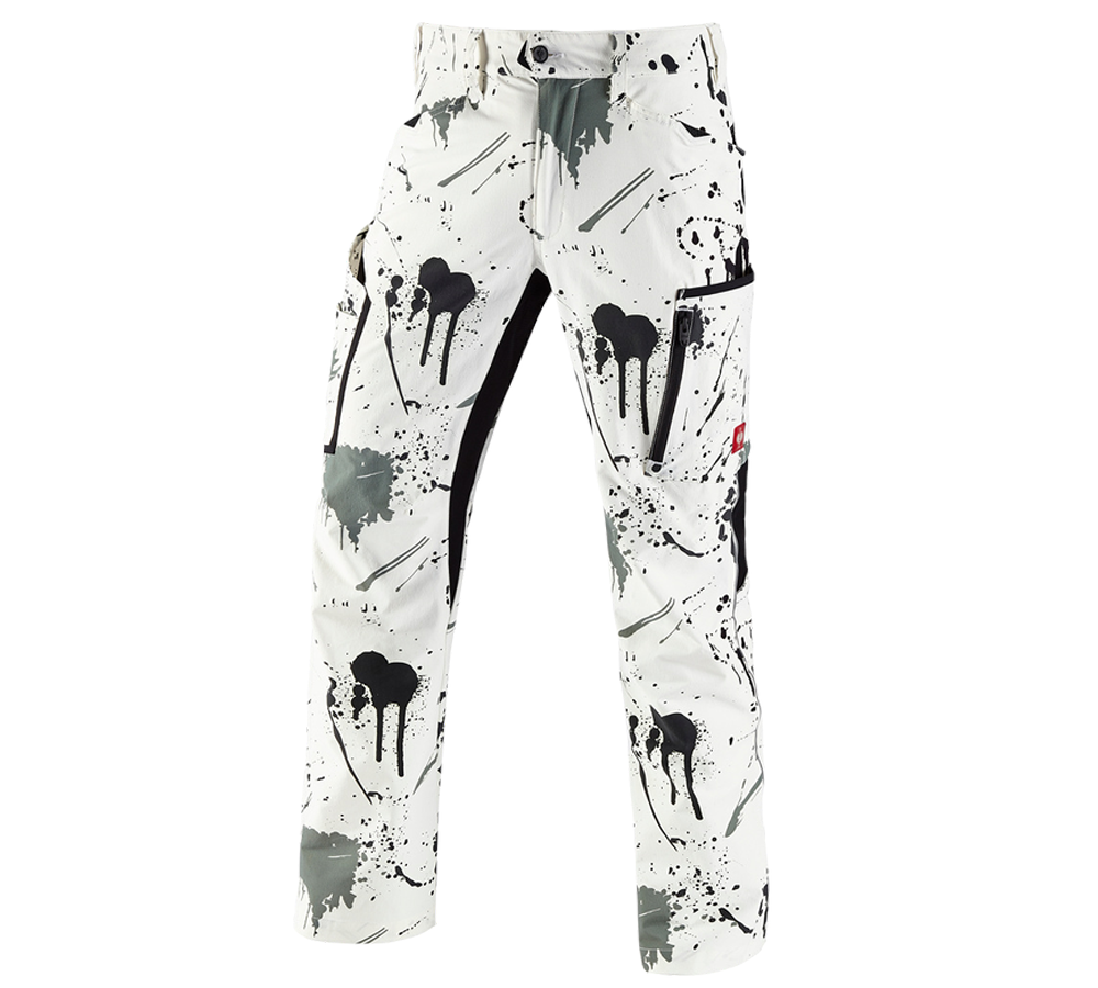 Pantalons de travail: e.s. Pantalon cargo stretch Painter + blanc/noir