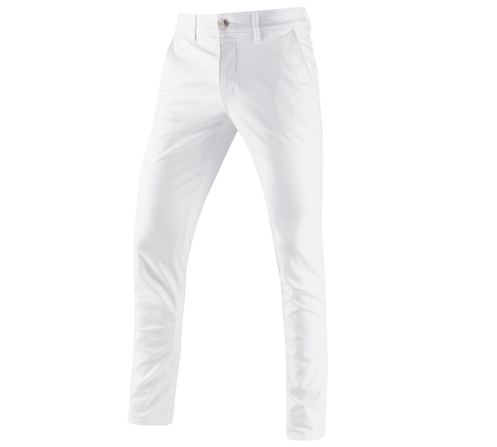 Pantalons de travail: e.s. Pantalon de travail à 5 poches Chino + blanc
