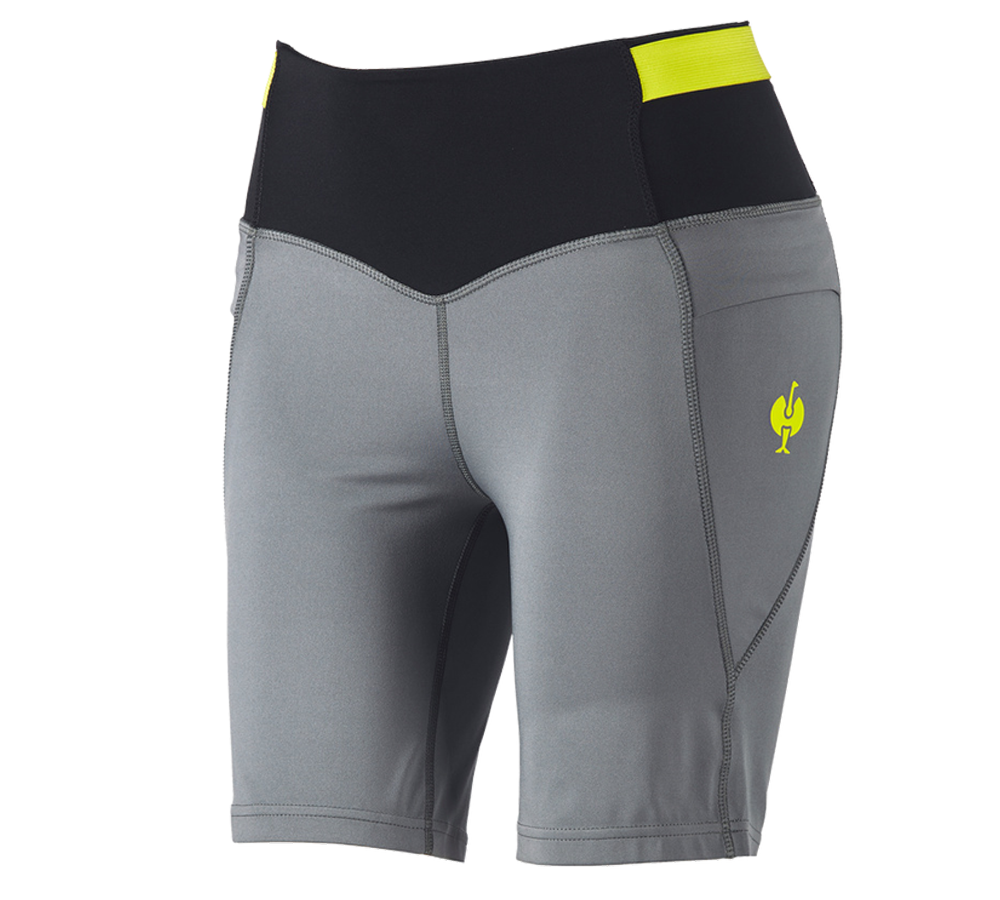 Pantalons de travail: Collant Race short e.s.trail, femmes + gris basalte/jaune acide