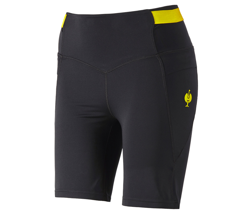 Pantalons de travail: Collant Race short e.s.trail, femmes + noir/jaune acide