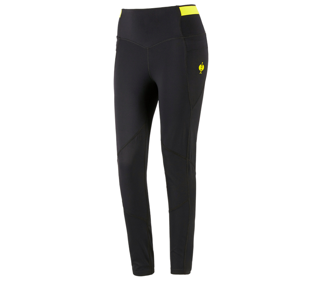 Pantalons de travail: Collant Race e.s.trail, femmes + noir/jaune acide
