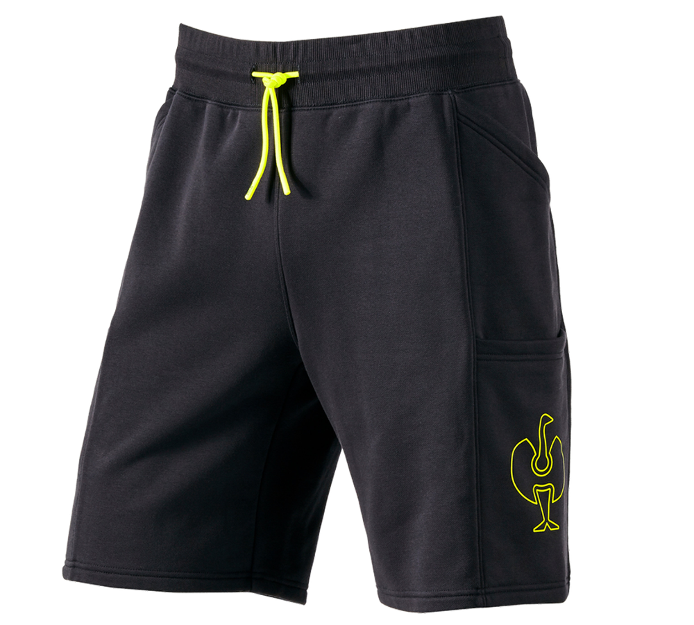 Pantalons de travail: Sweat short e.s.trail + noir/jaune acide