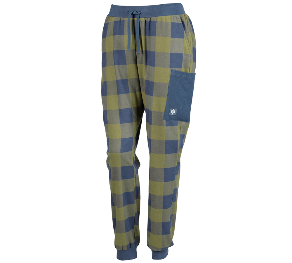 Accessoires: e.s. Pyjama broek, dames + berggroen/oxideblauw