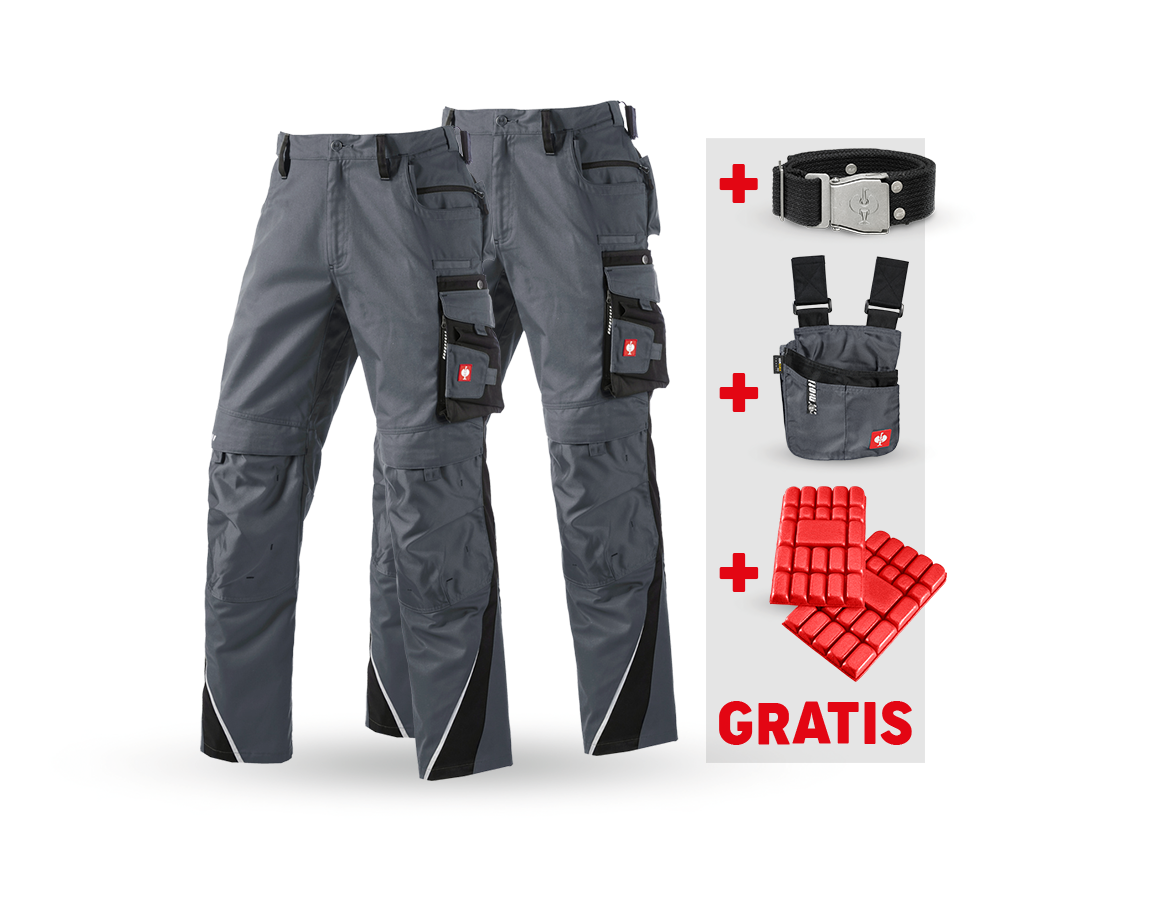 Kleding: SET: Werkbroek + winterwerkbroek e.s.motion + grijs/zwart