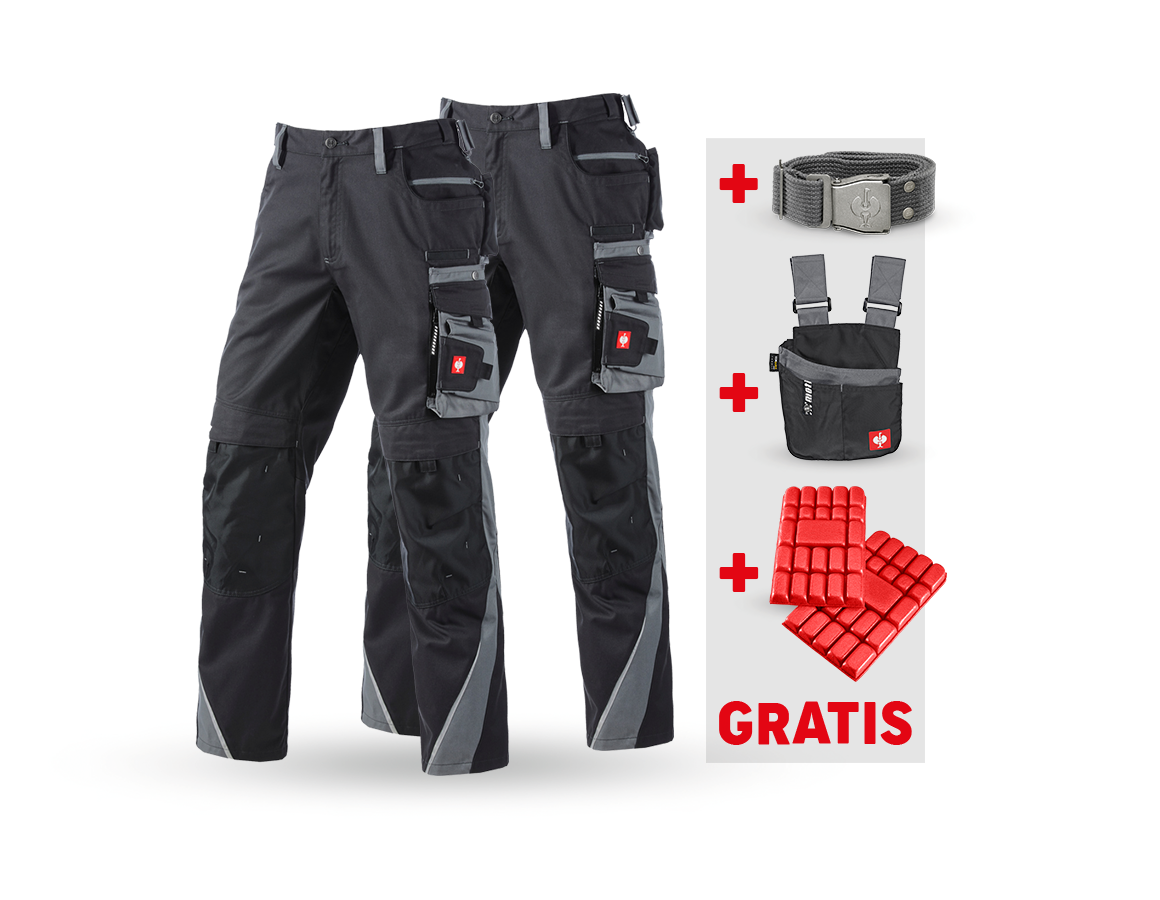 Kleding: SET: Werkbroek + winterwerkbroek e.s.motion + grafiet/cement