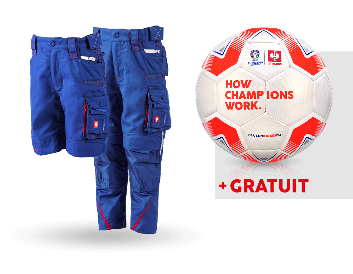 Vêtements: KIT:Pantalon+short e.s.motion 2020,enfants+ballon + bleu royal/rouge vif