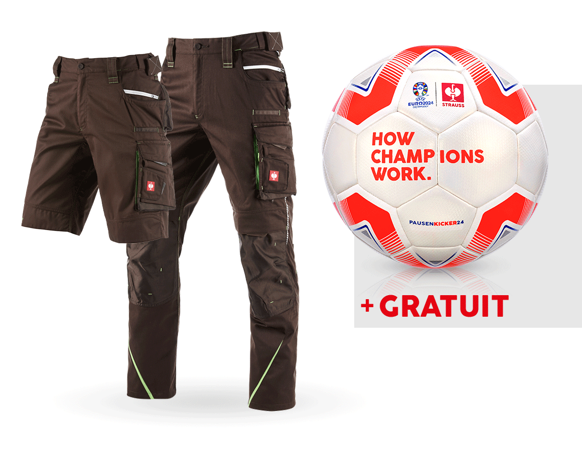 Vêtements: KIT : Pantalon e.s.motion 2020 + short + ballon + marron/vert d'eau