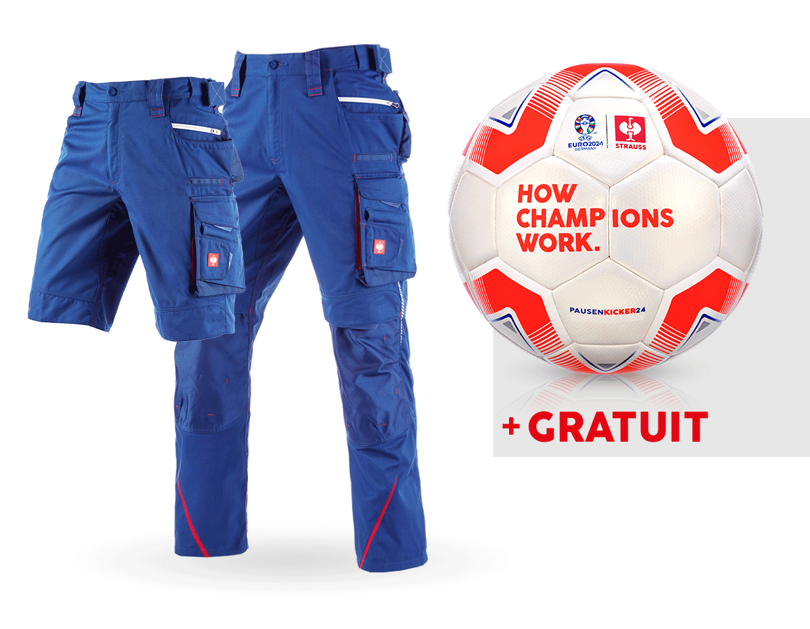 Collaborations: KIT : Pantalon e.s.motion 2020 + short + ballon + bleu royal/rouge vif