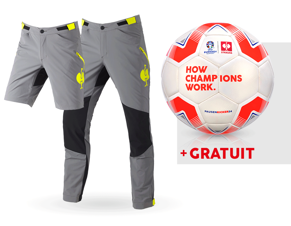 Vêtements: KIT : Pantalon de fonction e.s.trail+short+ballon + gris basalte/jaune acide
