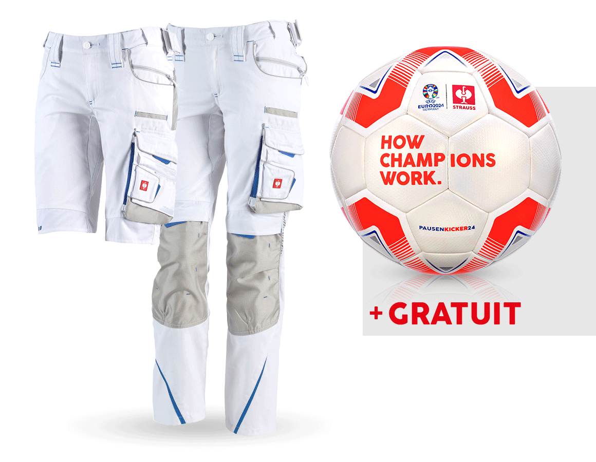 Vêtements: KIT : Pantalon fem e.s.motion 2020 + short + ballo + blanc/bleu gentiane