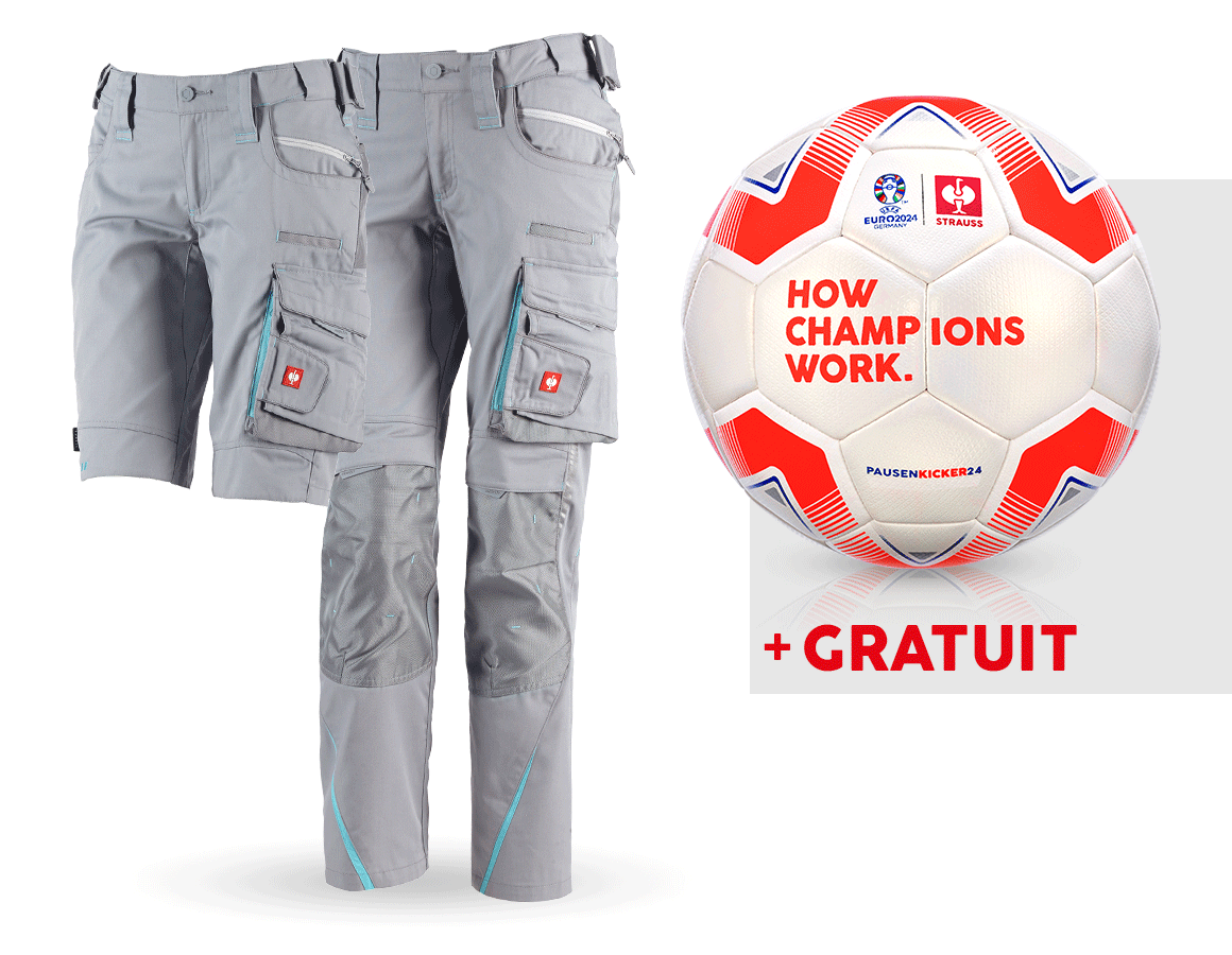 Vêtements: KIT : Pantalon fem e.s.motion 2020 + short + ballo + platine/bleu capri